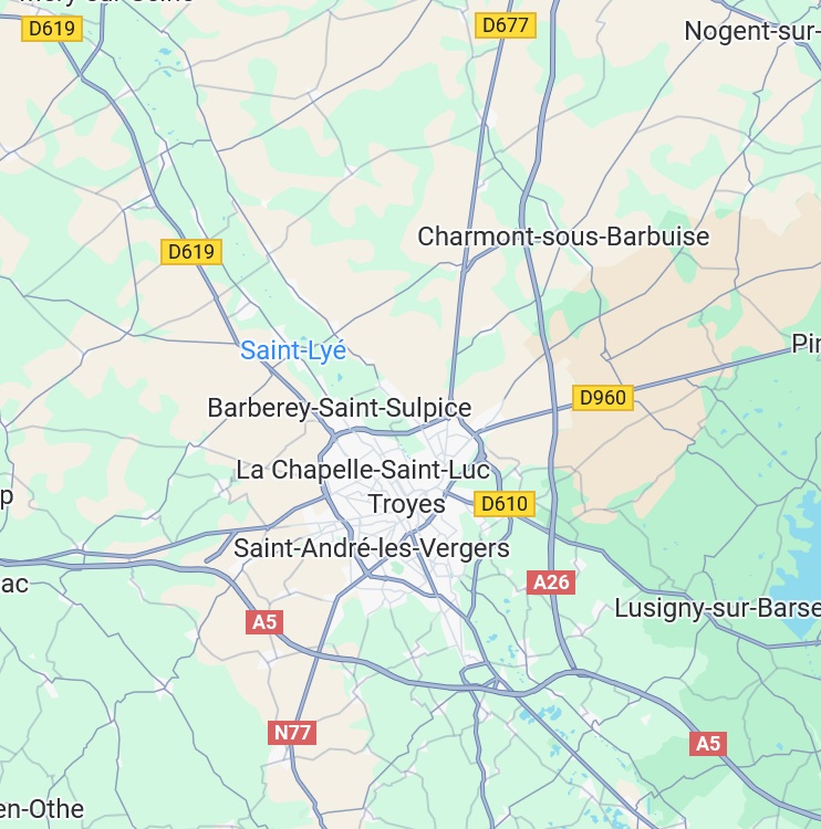 Carte (gooogle map) de l'aube